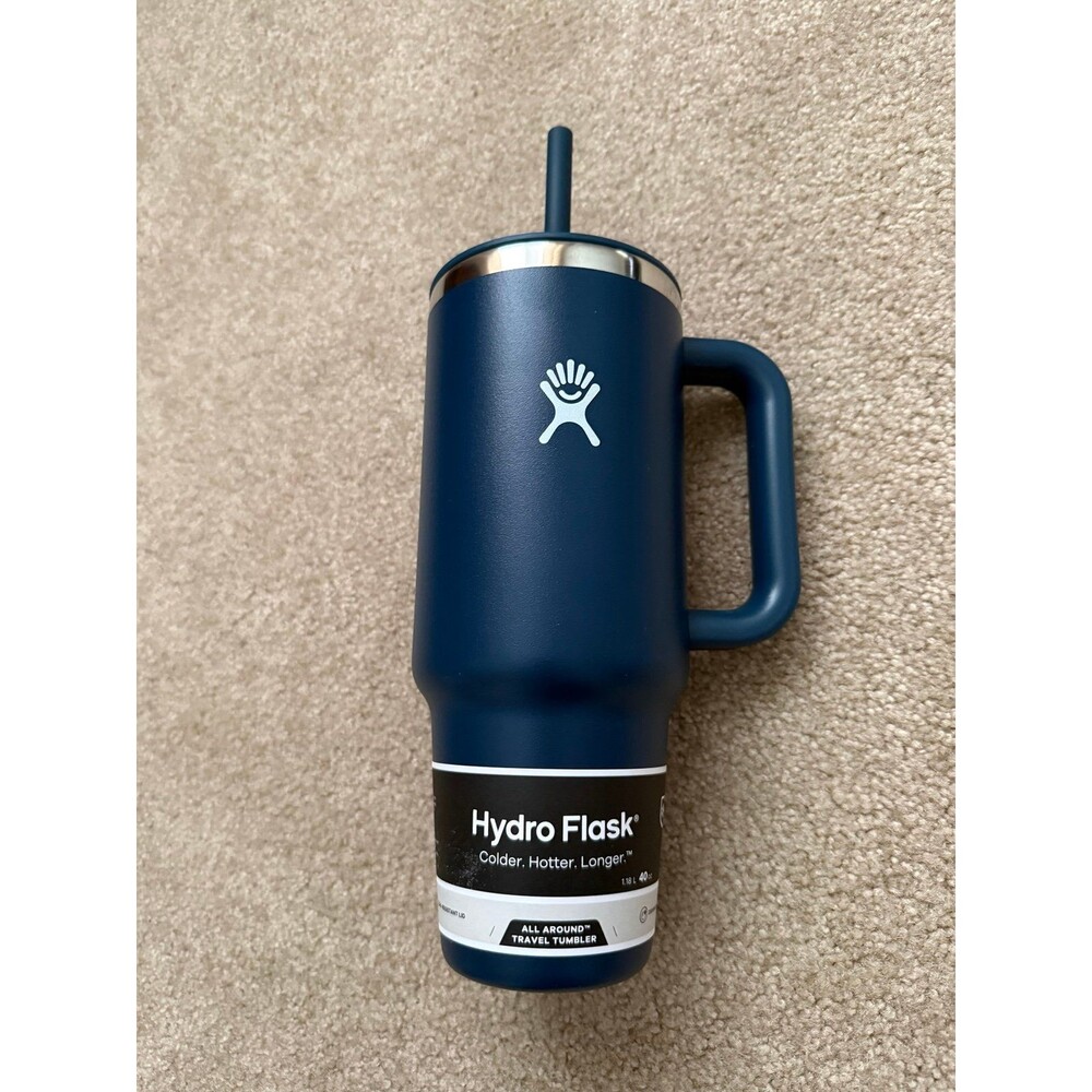 Hydro Flask 40oz All Around Travel Straw Tumbler Indigo Insulated BPA Free